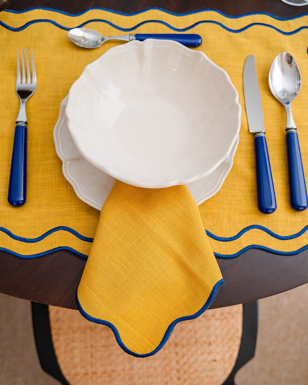 Beja Napkin, Yellow with Blue