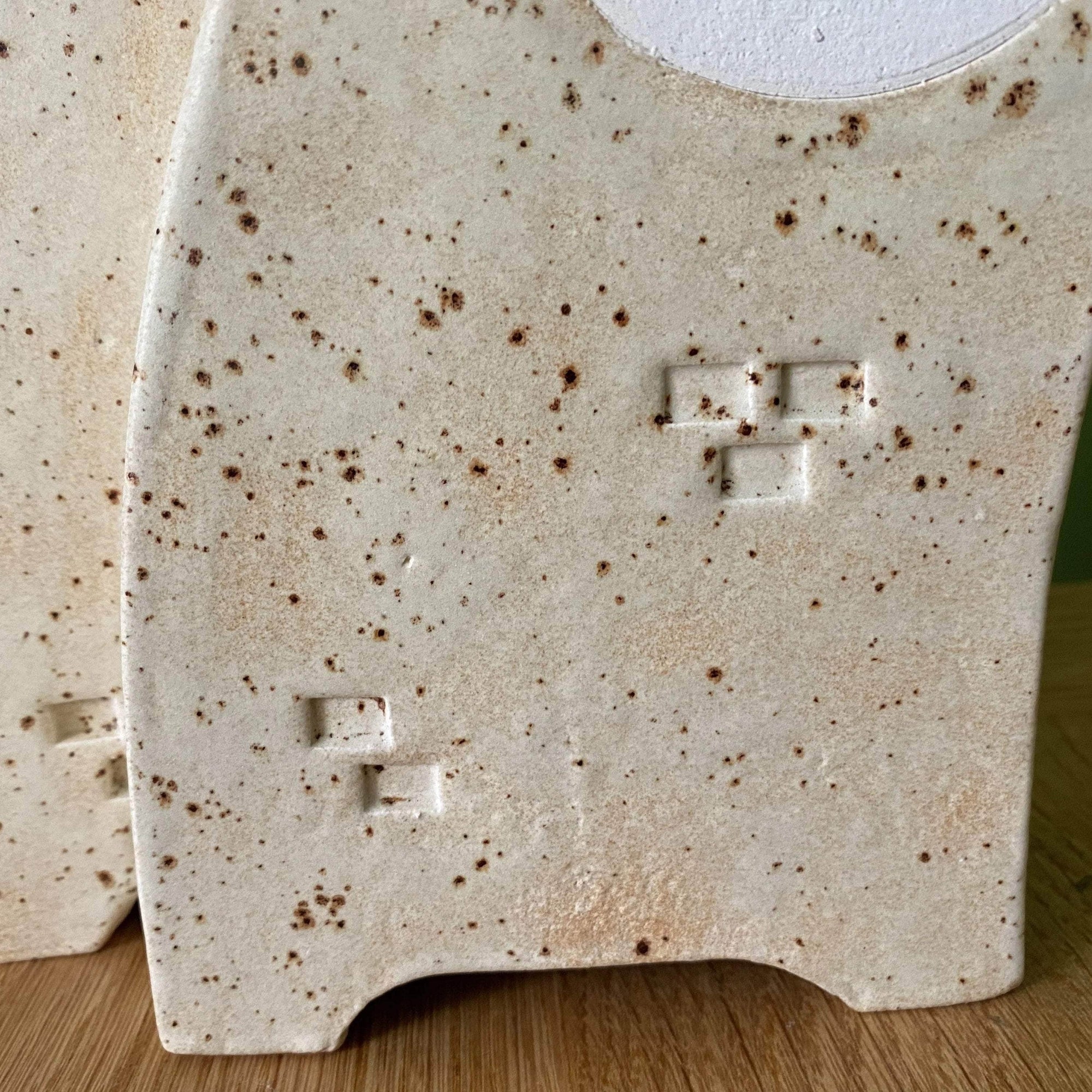 Double Ceramic Mantel Clock - Oatmeal Glaze