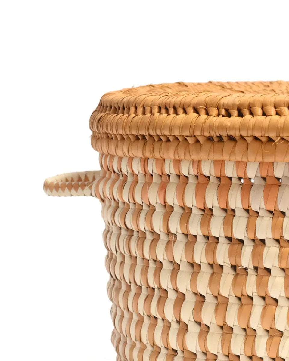 BAKULI: Orange Checked Lidded Storage Basket