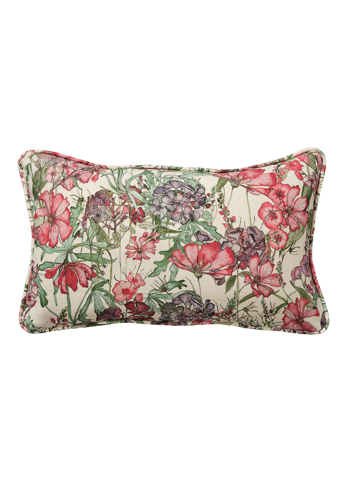 Rectangle English Cutting Garden Medley Cushion with Piping