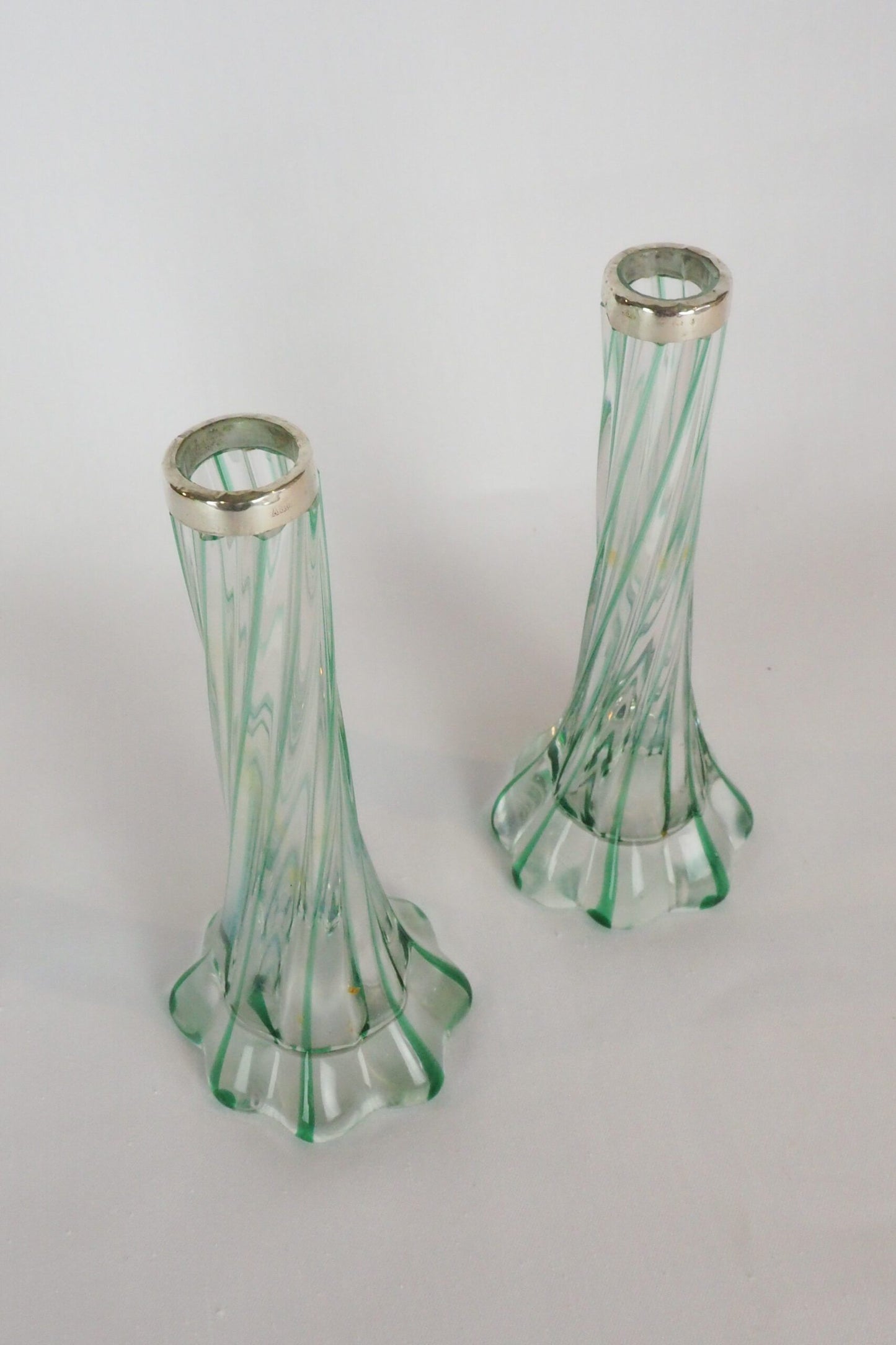 Glass and Silver Bud Vases