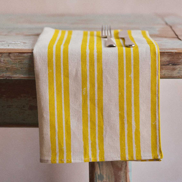 Lemon Striped Napkins. Set of 4