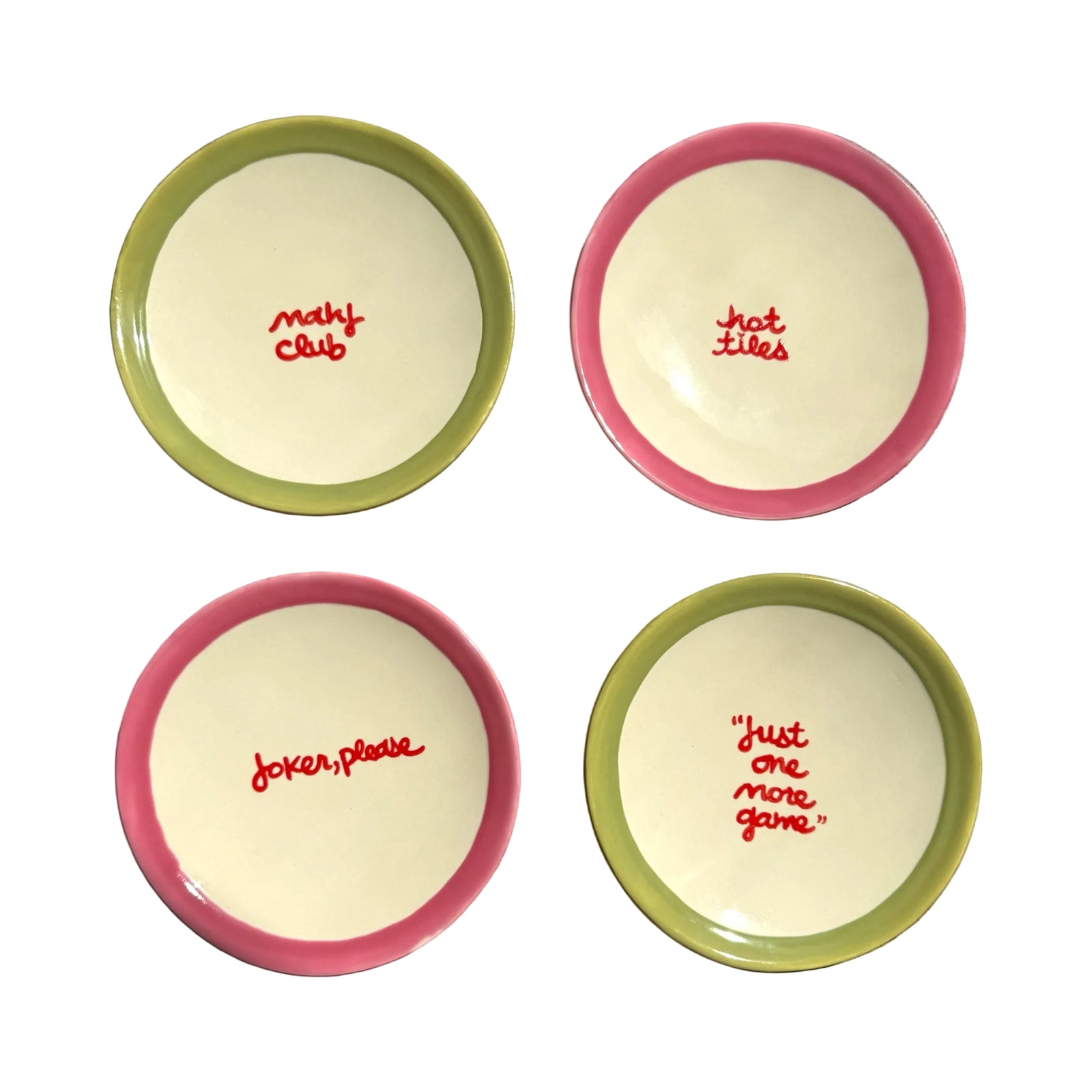 The Mahjong Collection~ Hand-painted Aperitif Plates/Set of Four