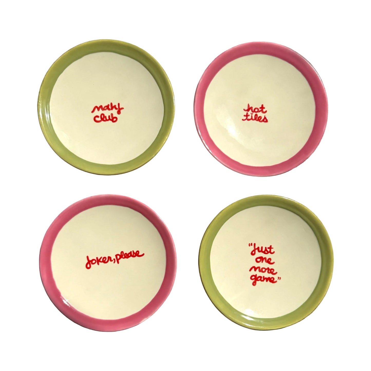 The Mahjong Collection~ Hand-painted Aperitif Plates/Set of Four