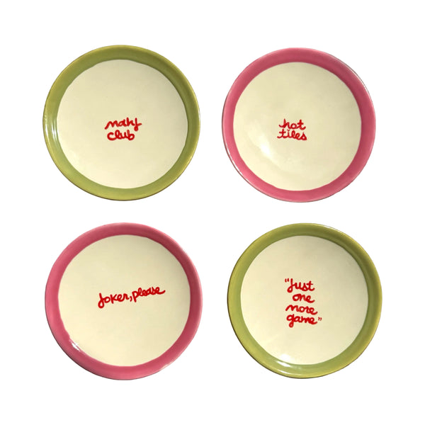 The Mahjong Collection~ Hand-painted Aperitif Plates/Set of Four