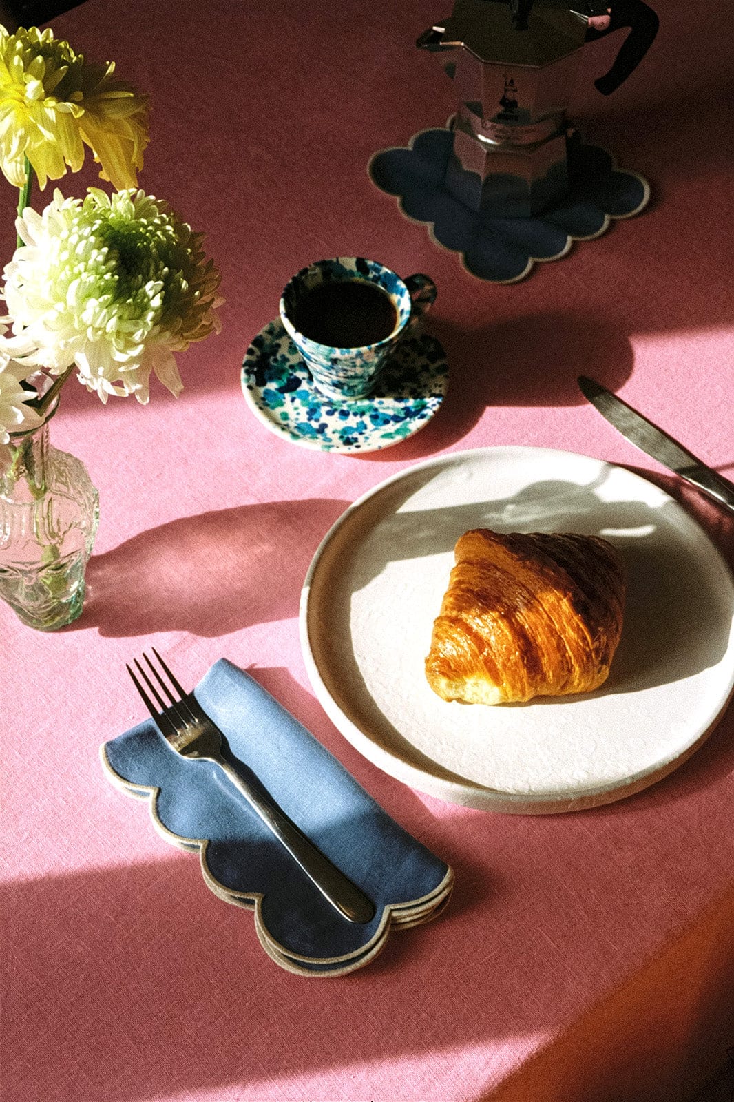 Zero-Waste Scalloped Linen Napkins Poppy Blue - Set of 2