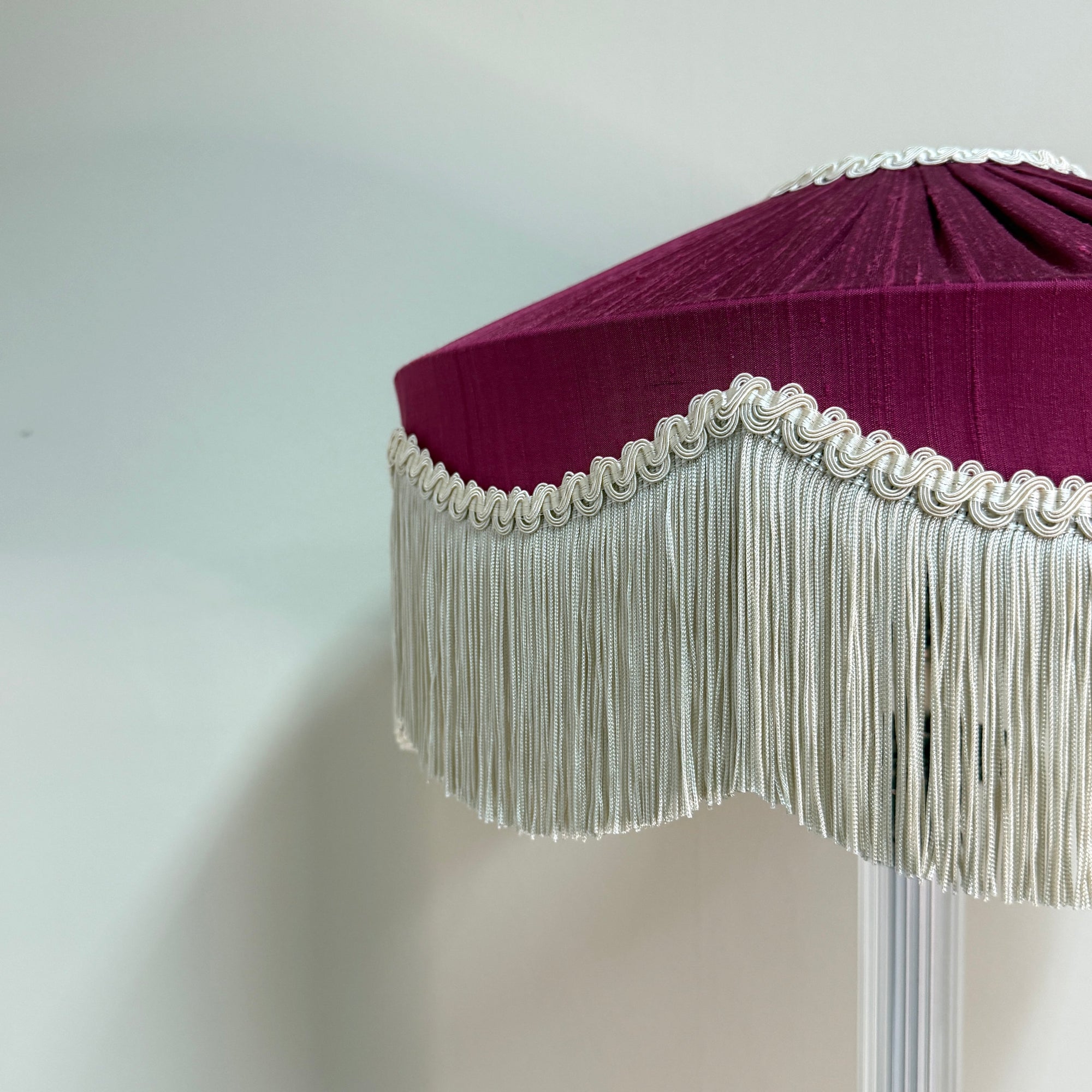 The Peggy Silk Fringed Lampshade - Burgundy