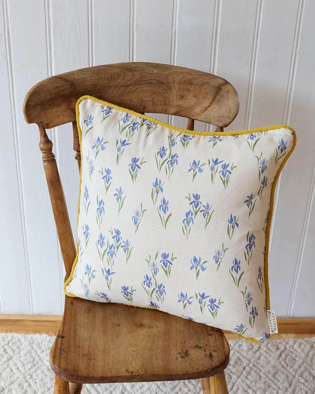 Iris, Yellow Piped Cushion