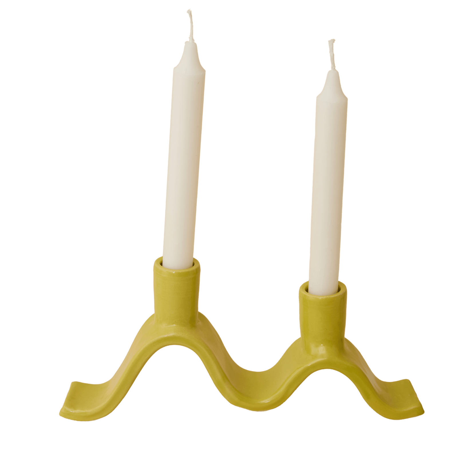 Small Wavy Candelabra - Chartreuse