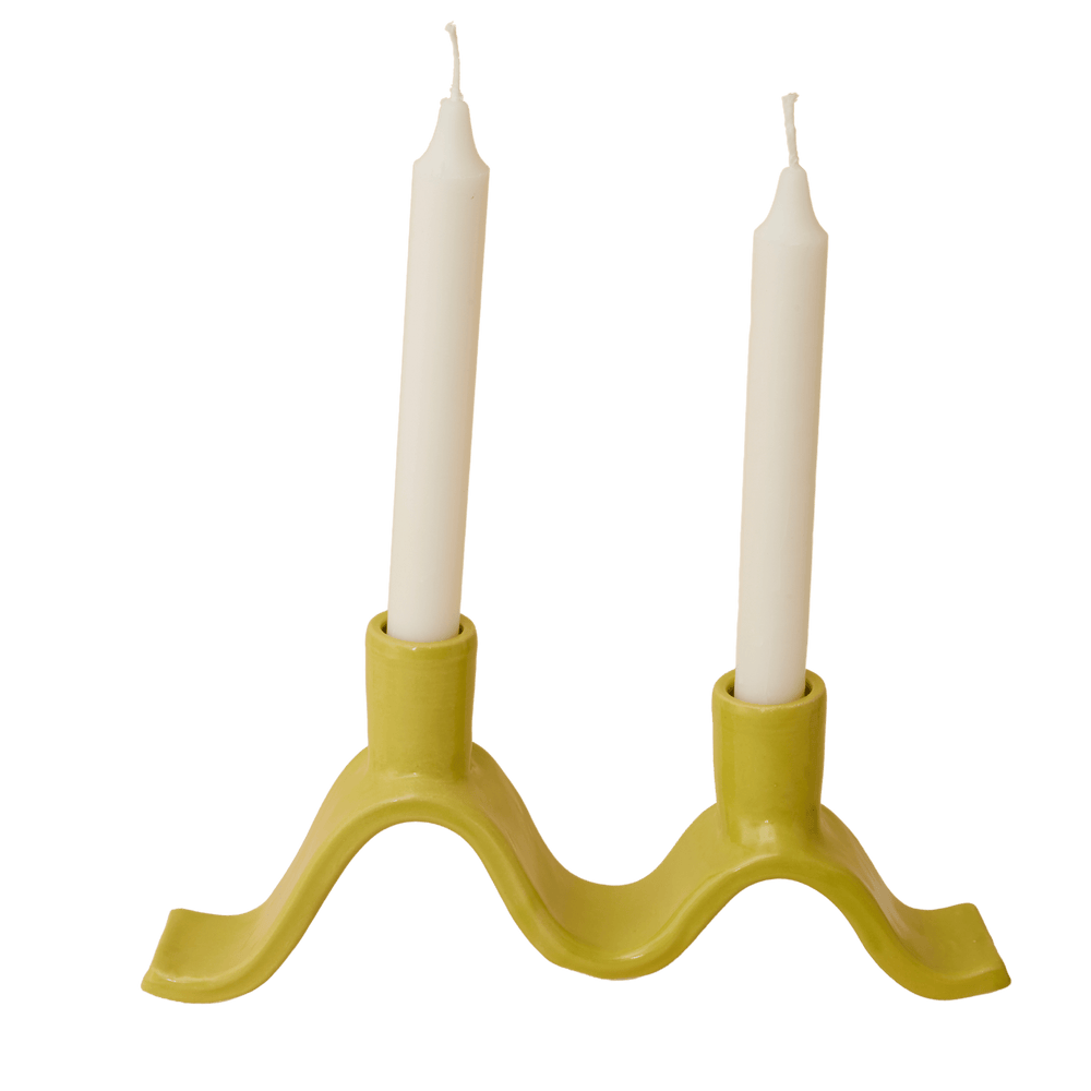 Small Wavy Candelabra - Chartreuse