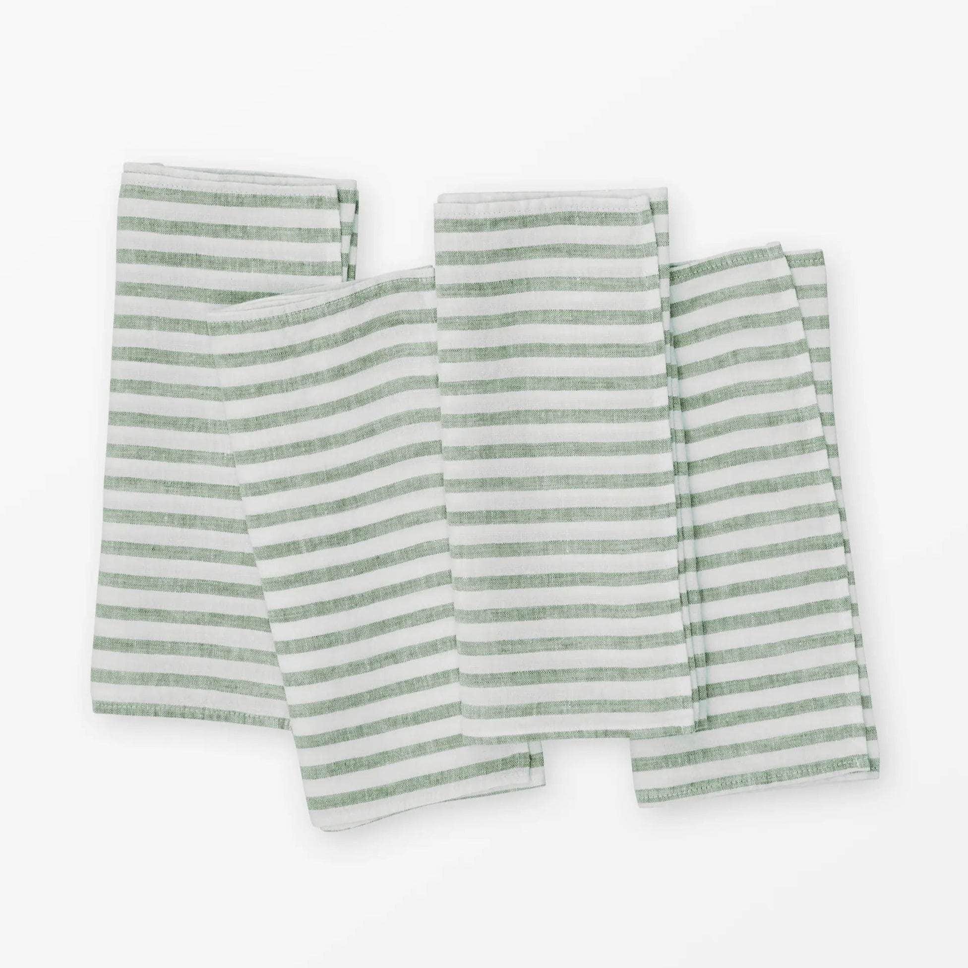Linen Napkin Breton Stripe Green - Set of 4