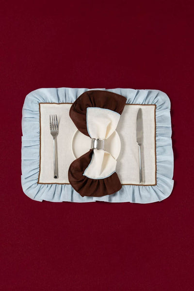 Placemats Set (2), Ruffle, Blue