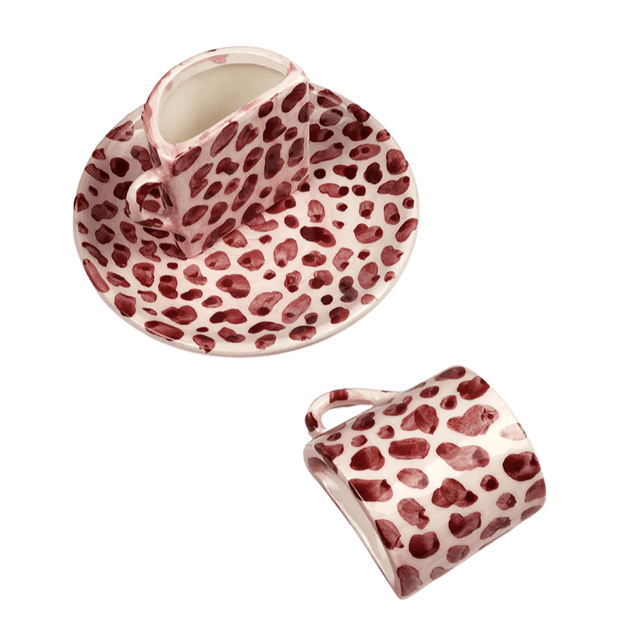 Tête a Tête Cup Set - Pink and Bordeaux Dots