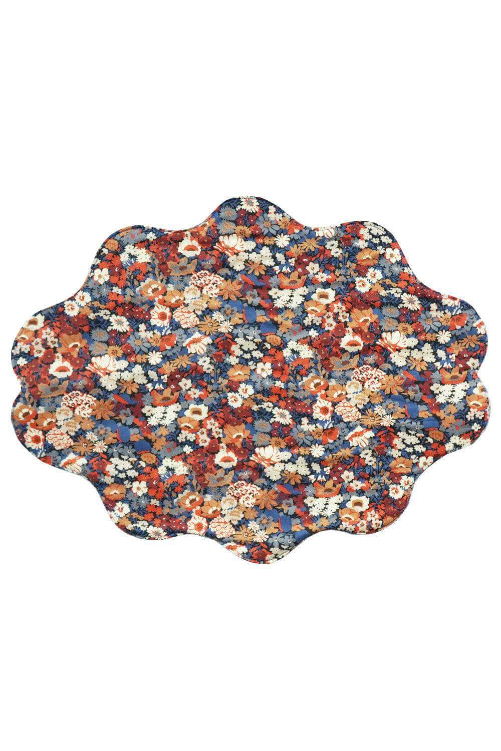 Reversible Wavy Placemat Made With Liberty Fabric Thorpe Rust & Strawberry Thief Spring Blue