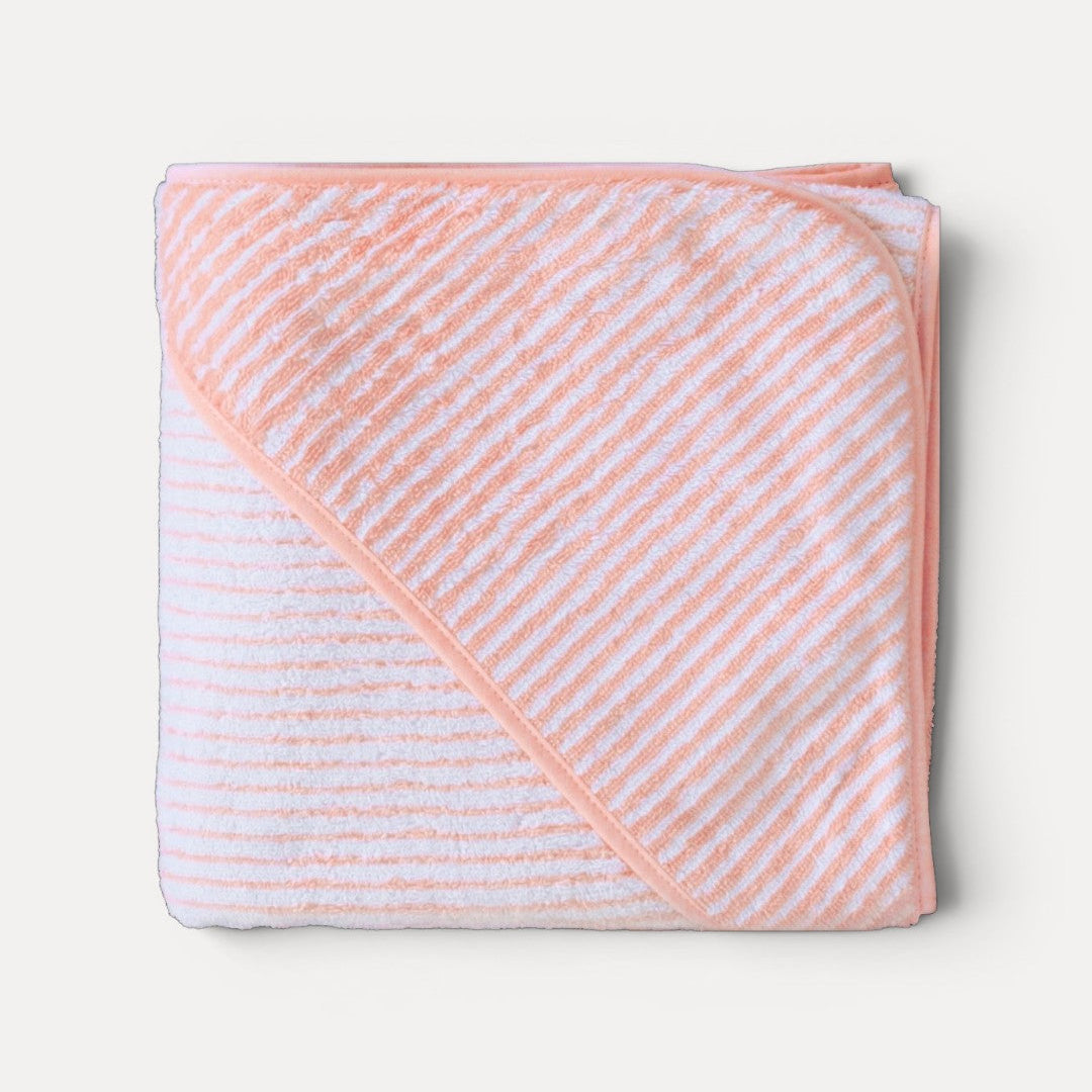 Coral Striped Baby Bath Towel