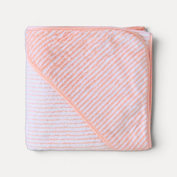 Coral Striped Baby Bath Towel