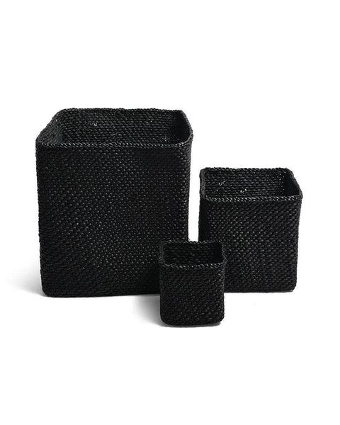 CHAUSIKU: Plain Black Square Storage Baskets