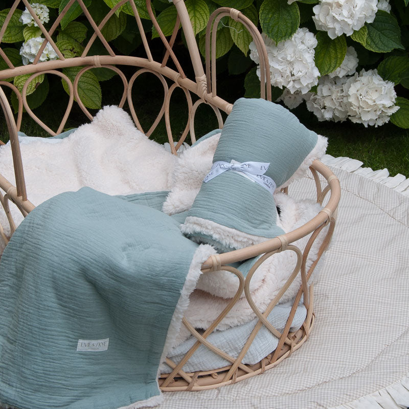 Organic Sherpa Muslin Baby Blanket - Sage