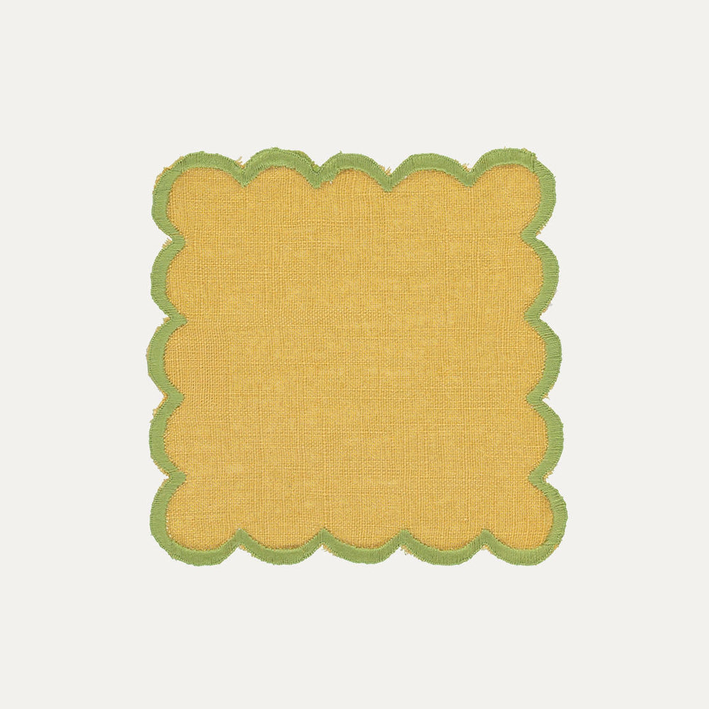 Aurora Cocktail Napkin, Yellow with Green