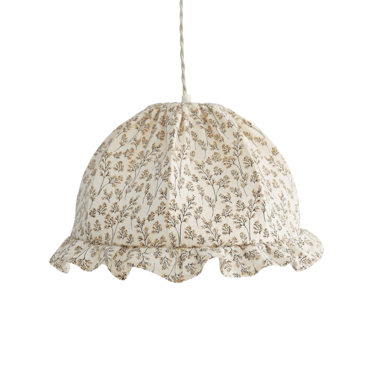 Rounded Dome Pendant Light with Ruffles Margaret Printed ‘Twig’