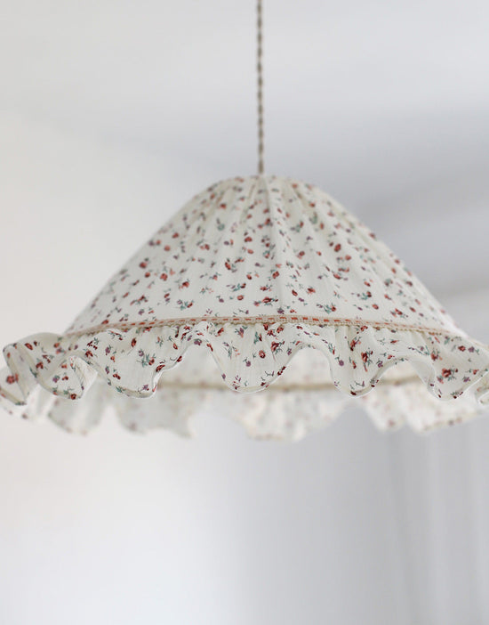 Emilia Conical Pendant Light with Ruffle in ‘Tiny Flowers’ Print