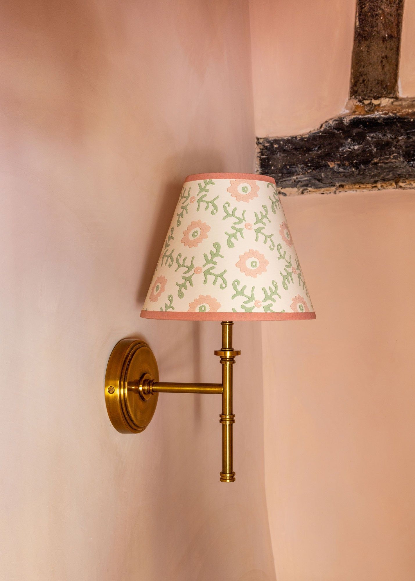 Folk Flower Lampshade - Pink / Green