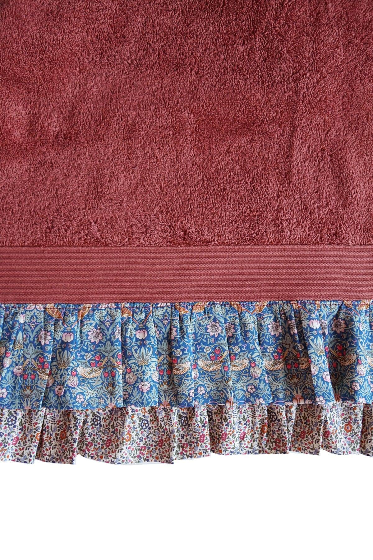 Ruffle Edge Towel made with Liberty Fabric STRAWBERRY THIEF & KATIE & MILLIE