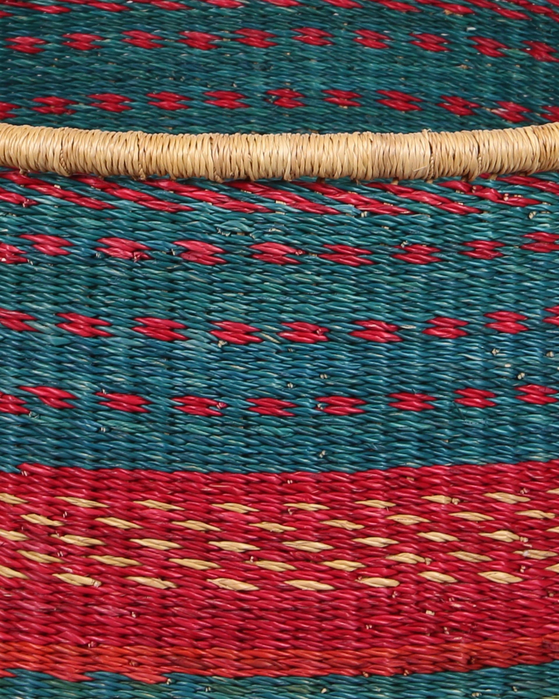 ELIAM: Medium Teal and Red Floor Storage Basket with Handles