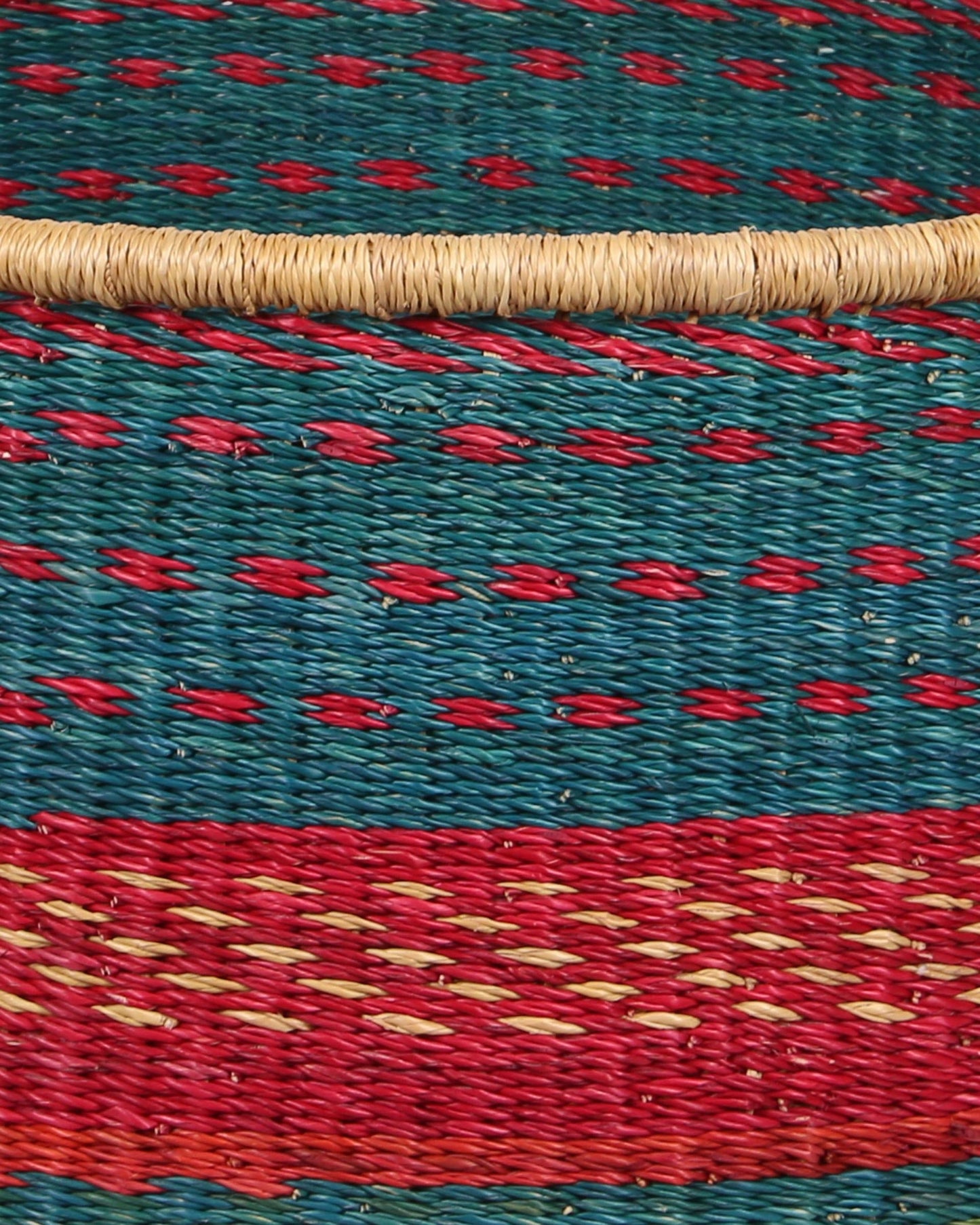 ELIAM: Medium Teal and Red Floor Storage Basket with Handles