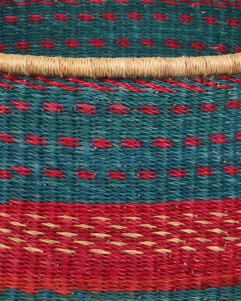 ELIAM: Medium Teal and Red Floor Storage Basket with Handles