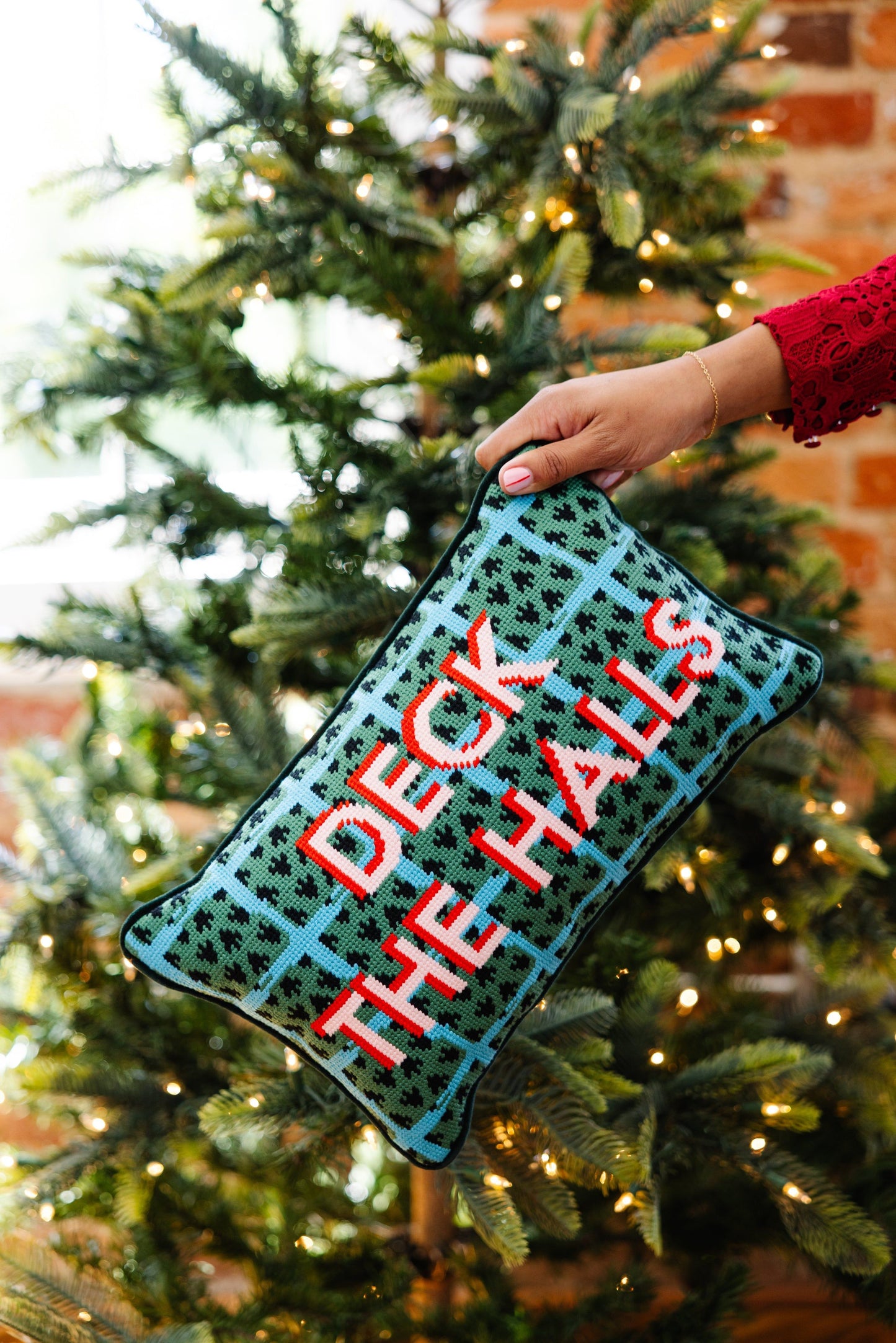 Deck the Halls Needlepoint Pillow