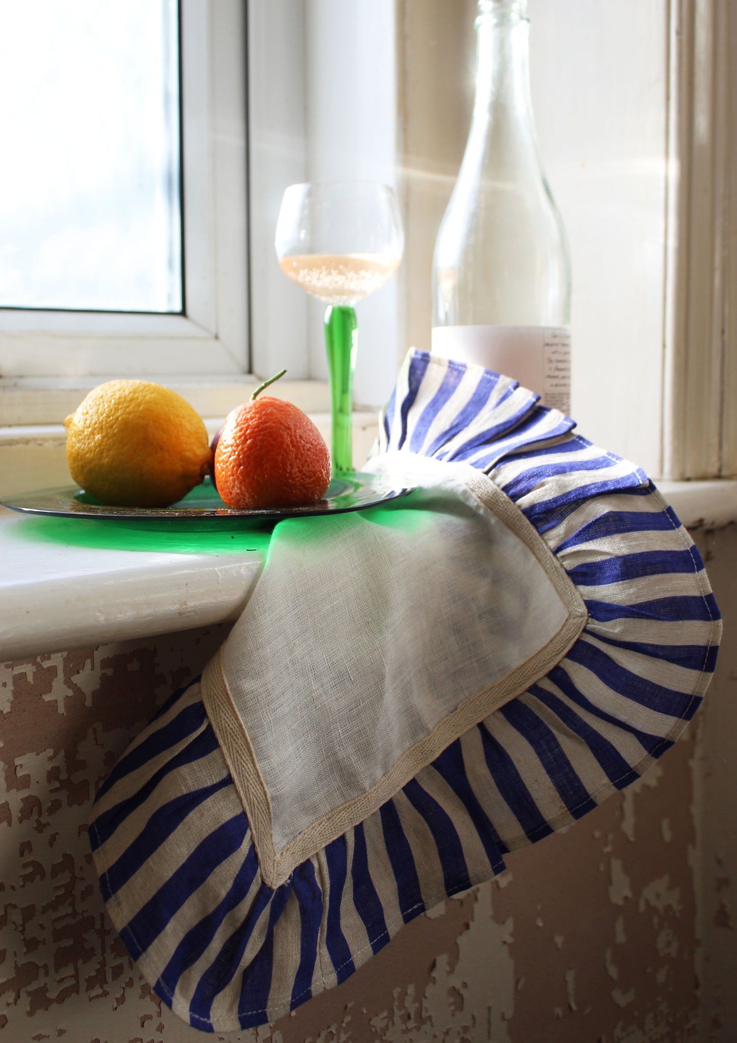 Cobalt Candy Stripe Napkin - Set of 2