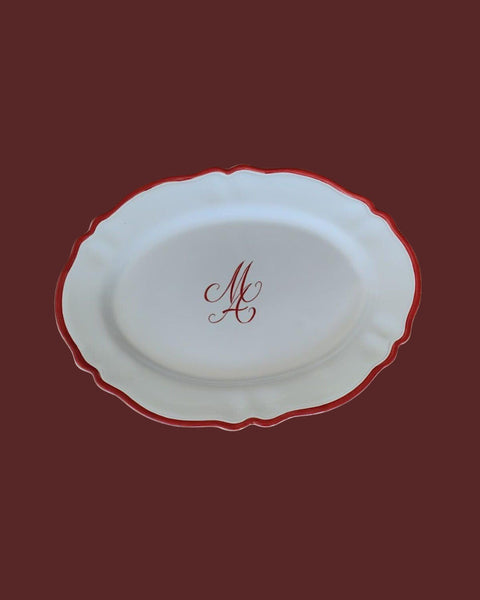 Personalised Ceramic Set of 2 Wedding Engraved Oval Serving Platter
