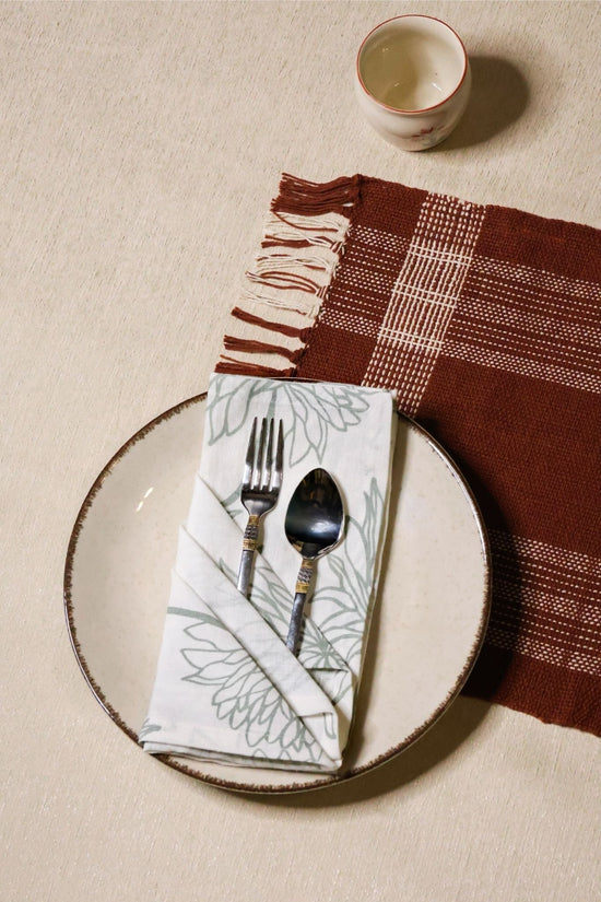 Handwoven Placemats- Set of 4 - Brick Red