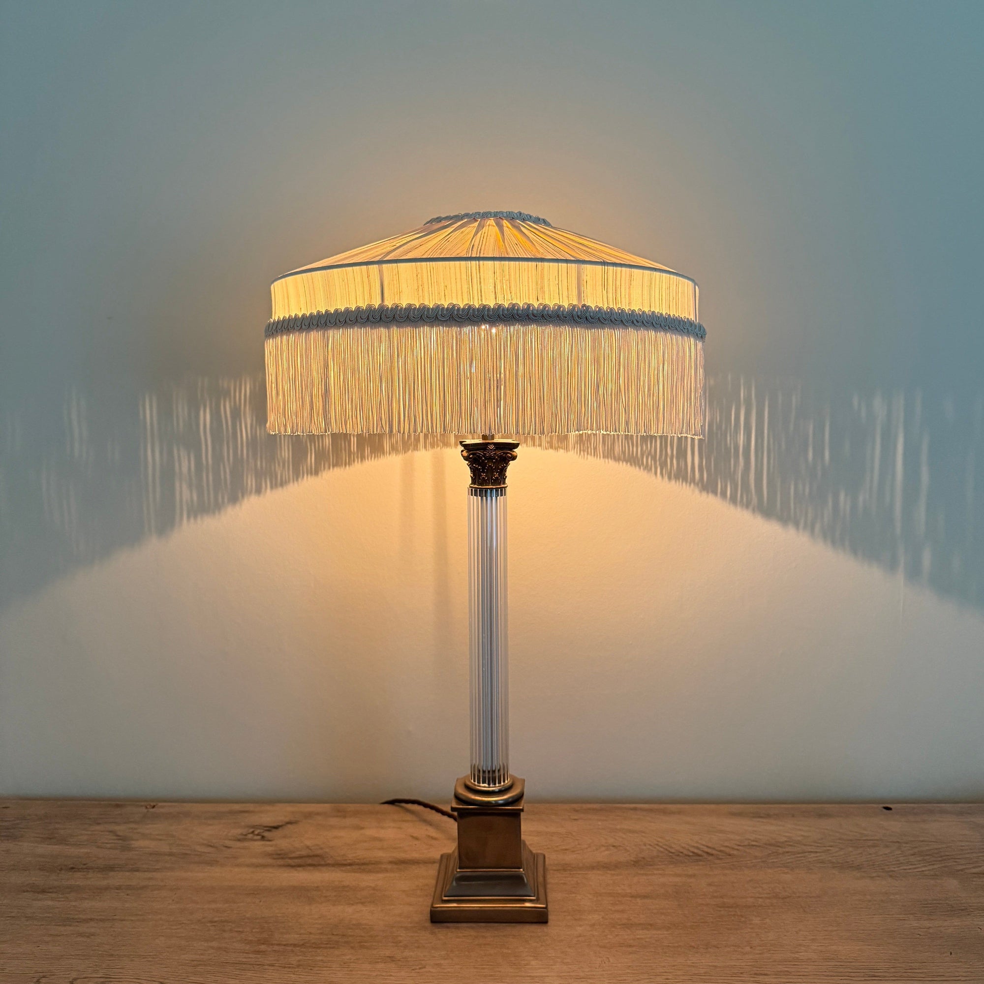 The Peggy Silk Fringed Lampshade - Ivory