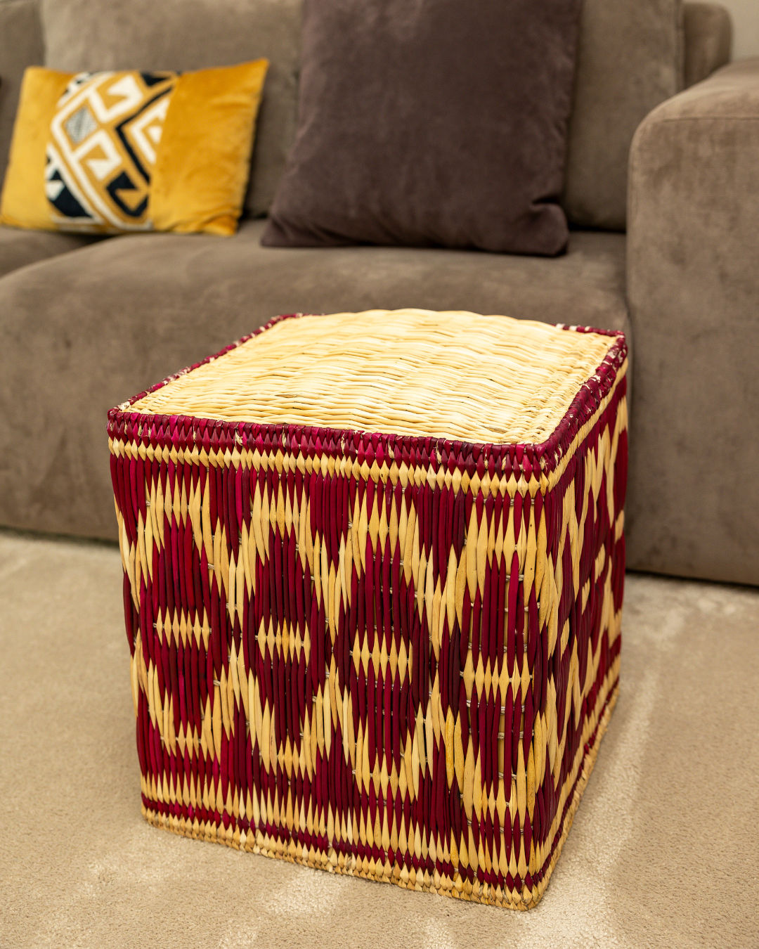 Bordeaux Woven Straw Stool