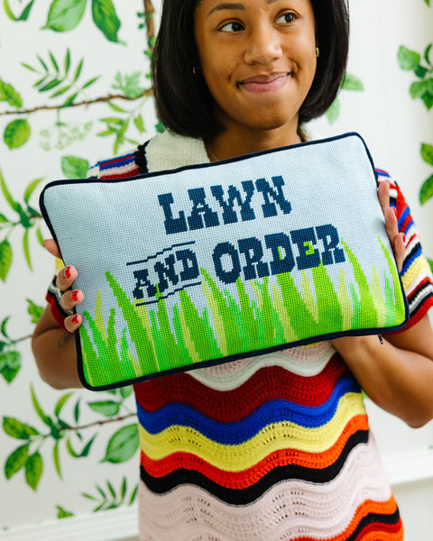Lawn & Order Needlepoint Pillow