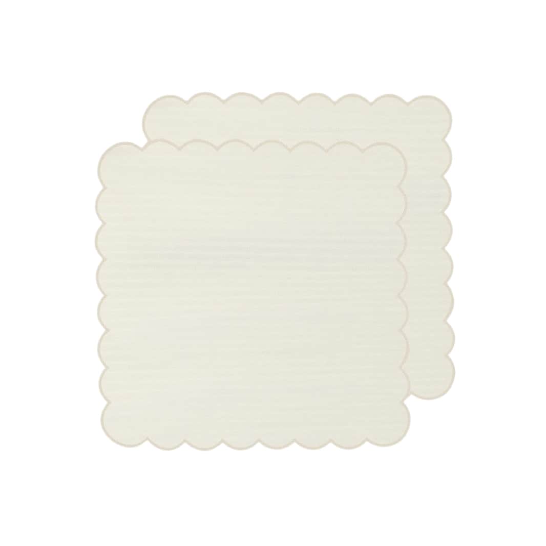 Zero-Waste Scalloped Linen Napkins off-white - Set of 2
