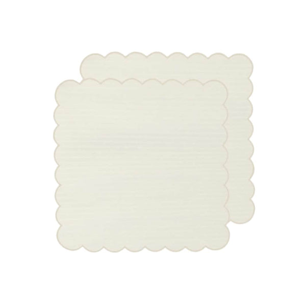 Zero-Waste Scalloped Linen Napkins off-white - Set of 2