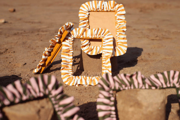 Dark Olive & Rose Stripe Ruffle Frame