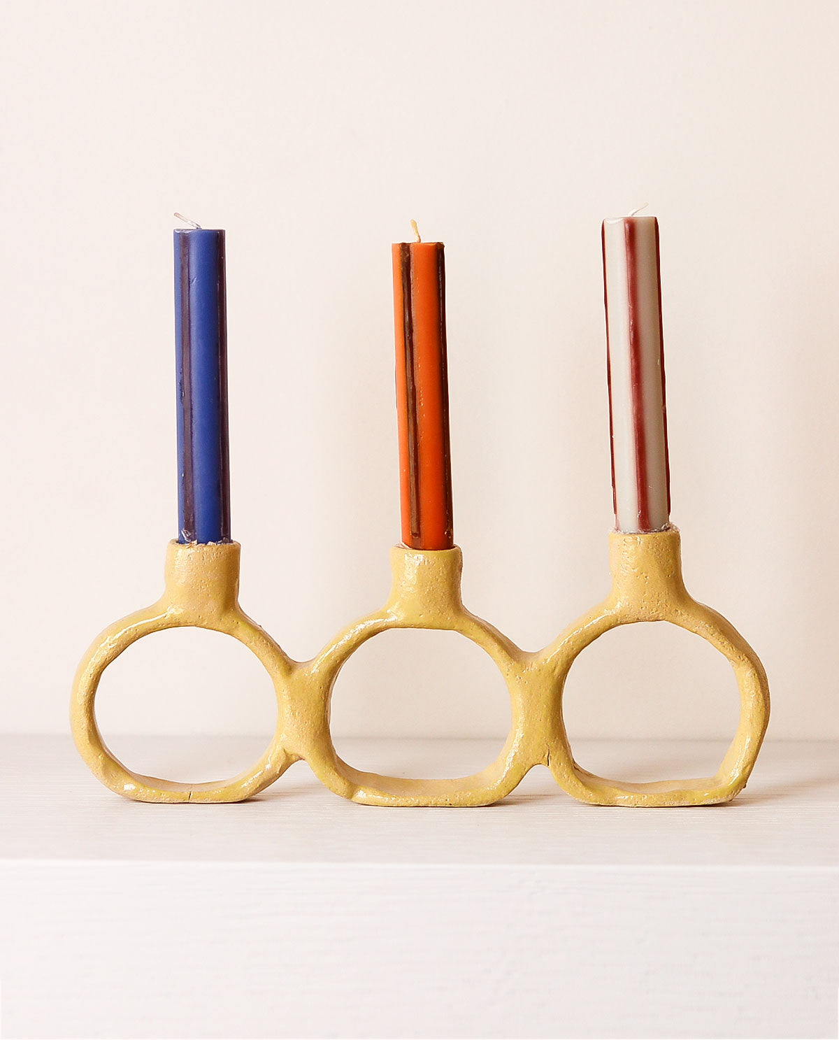 Triple Handmade Ceramic Candlestick-