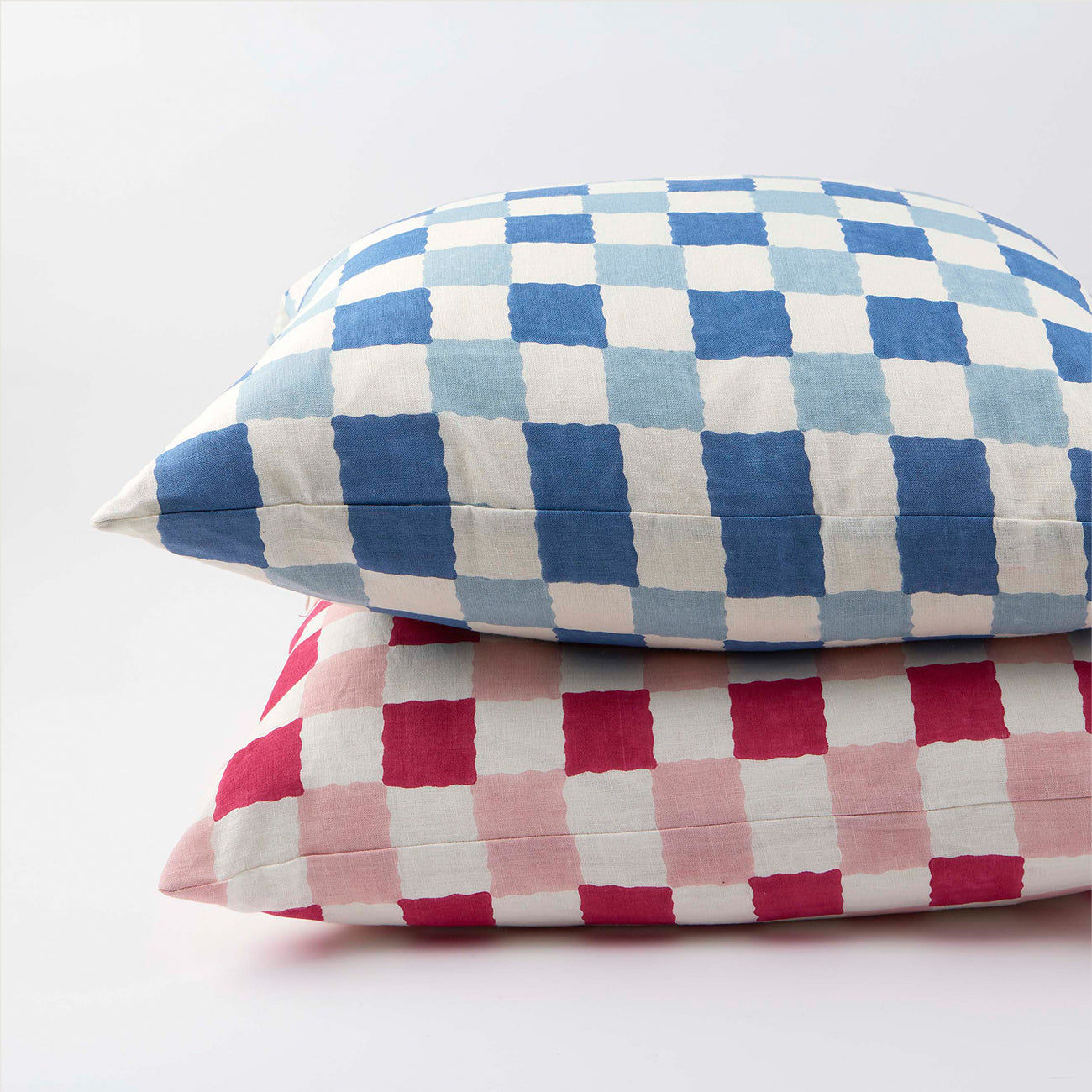 Cushion Chequer Blues 65 x 65 cm