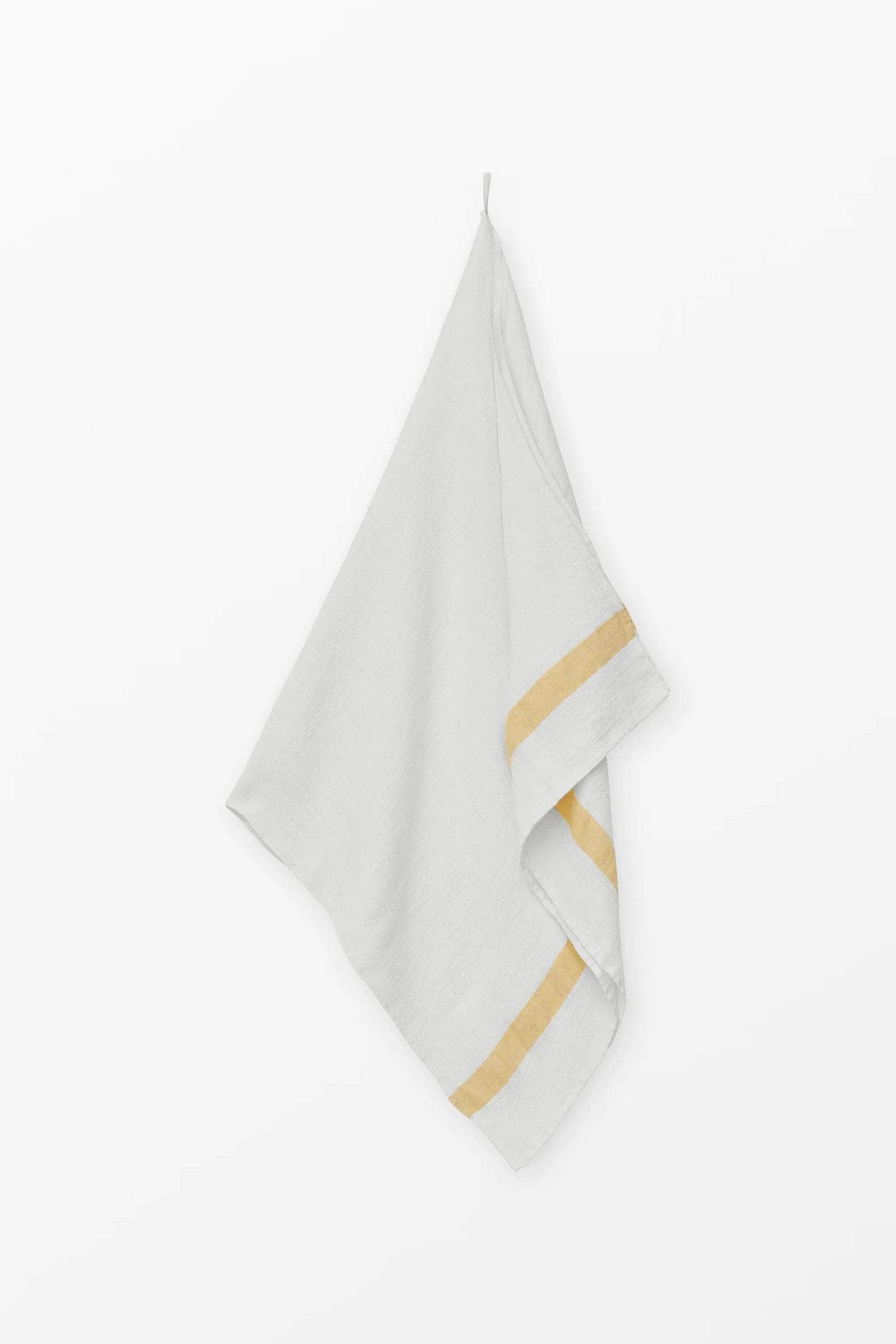 Linen waffle towel - Yellow Stripe