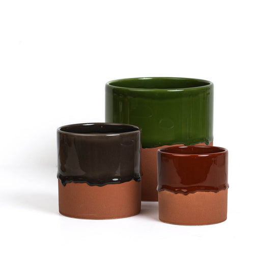 Drip Ceramic Planter Large - Rich Green T