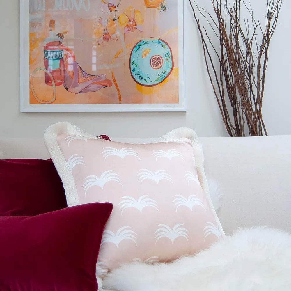 The Delray Cushion - Blush with Fringing
