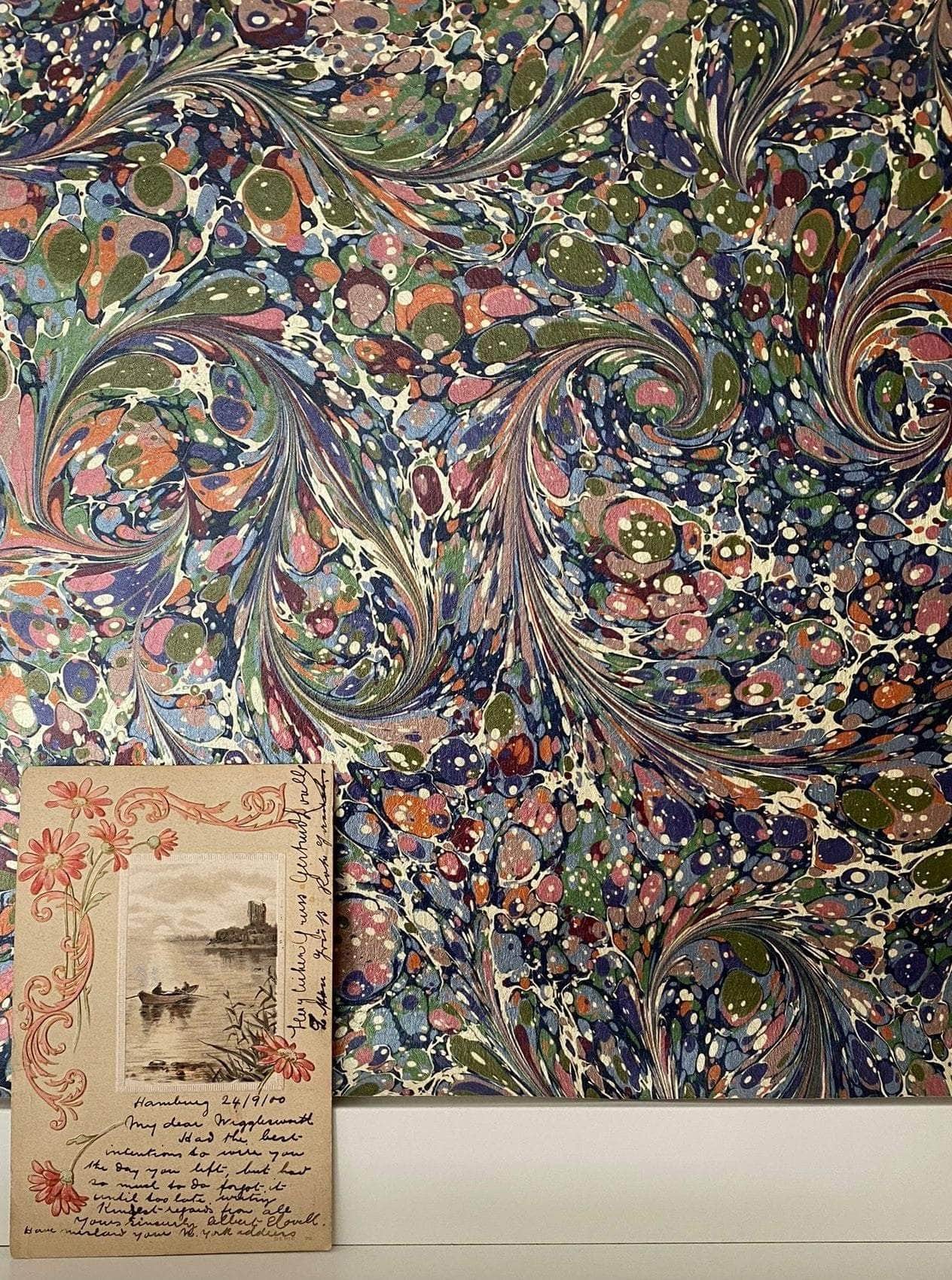 Marbled Wallpaper - 'Dusk' Col: 'Tourmaline'- Mica Coated Non-Woven