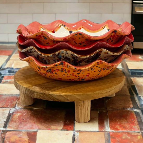 Hand-Painted "this kitchen is for dancing" Scalloped Pasta Bowl