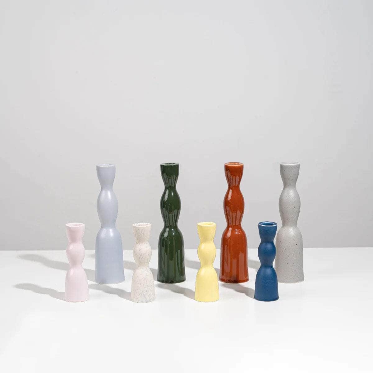 Dark Green Tall Wave Candleholder