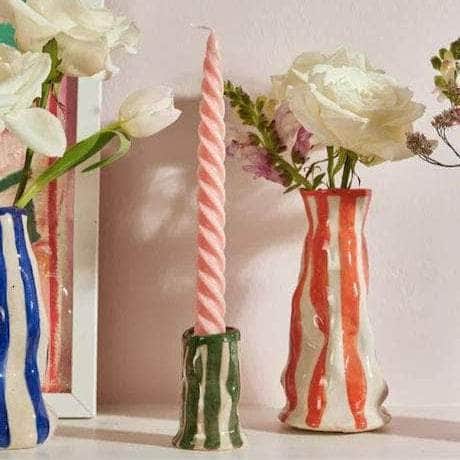 Ruby Candy Stripe Candle Holder