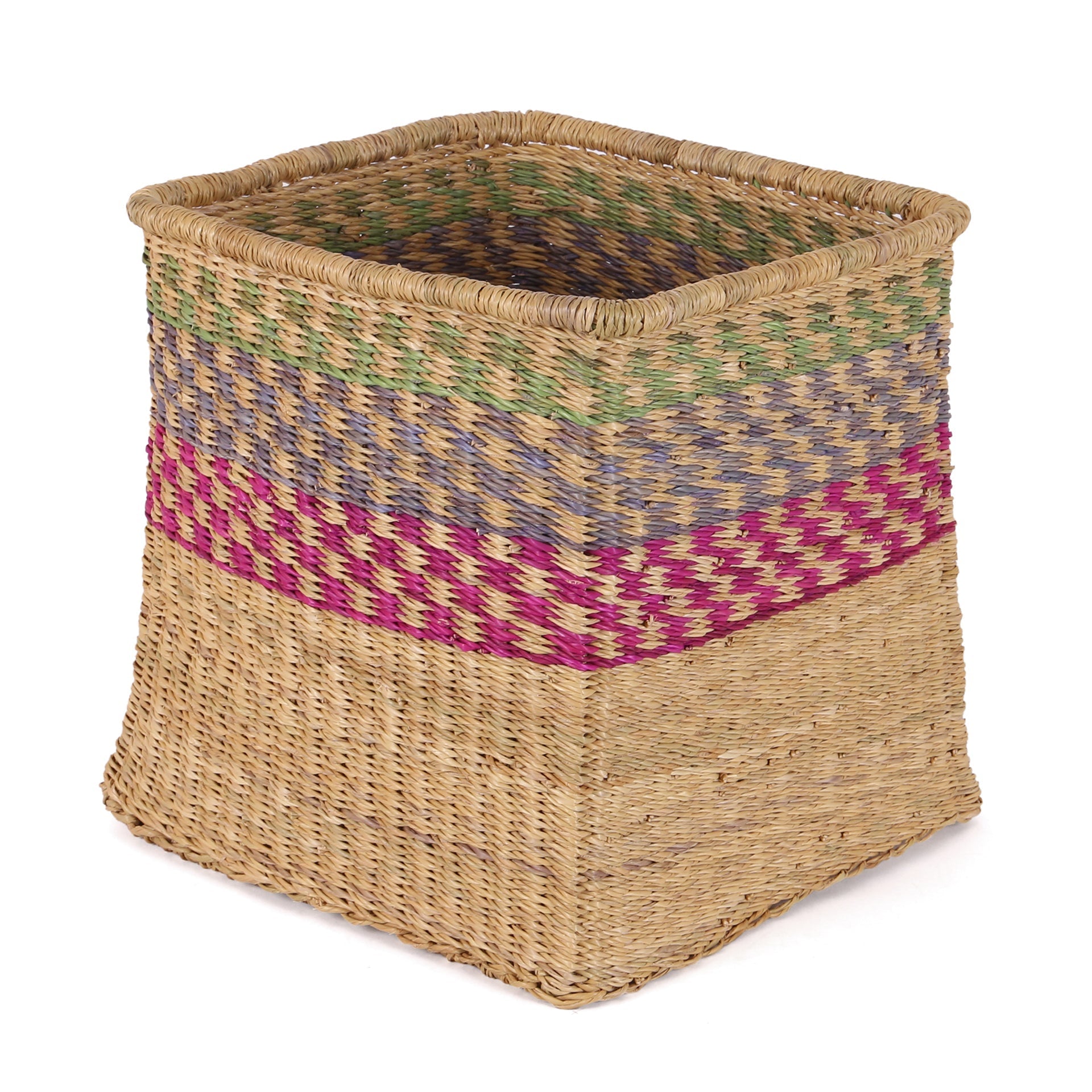 ABOAGYE: Pink, Blue and Green Square Storage Basket